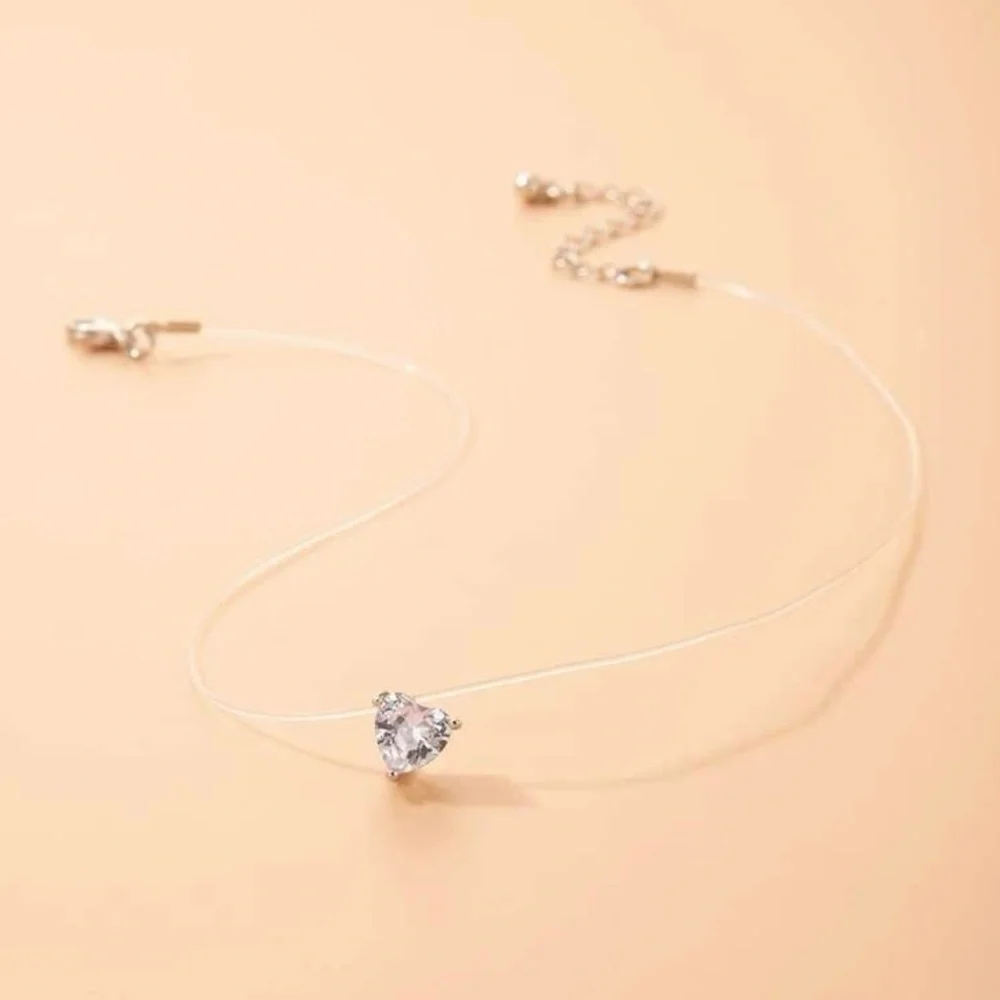 Cubic Zirconia Heart Charm Necklace - Picture 3 of 5